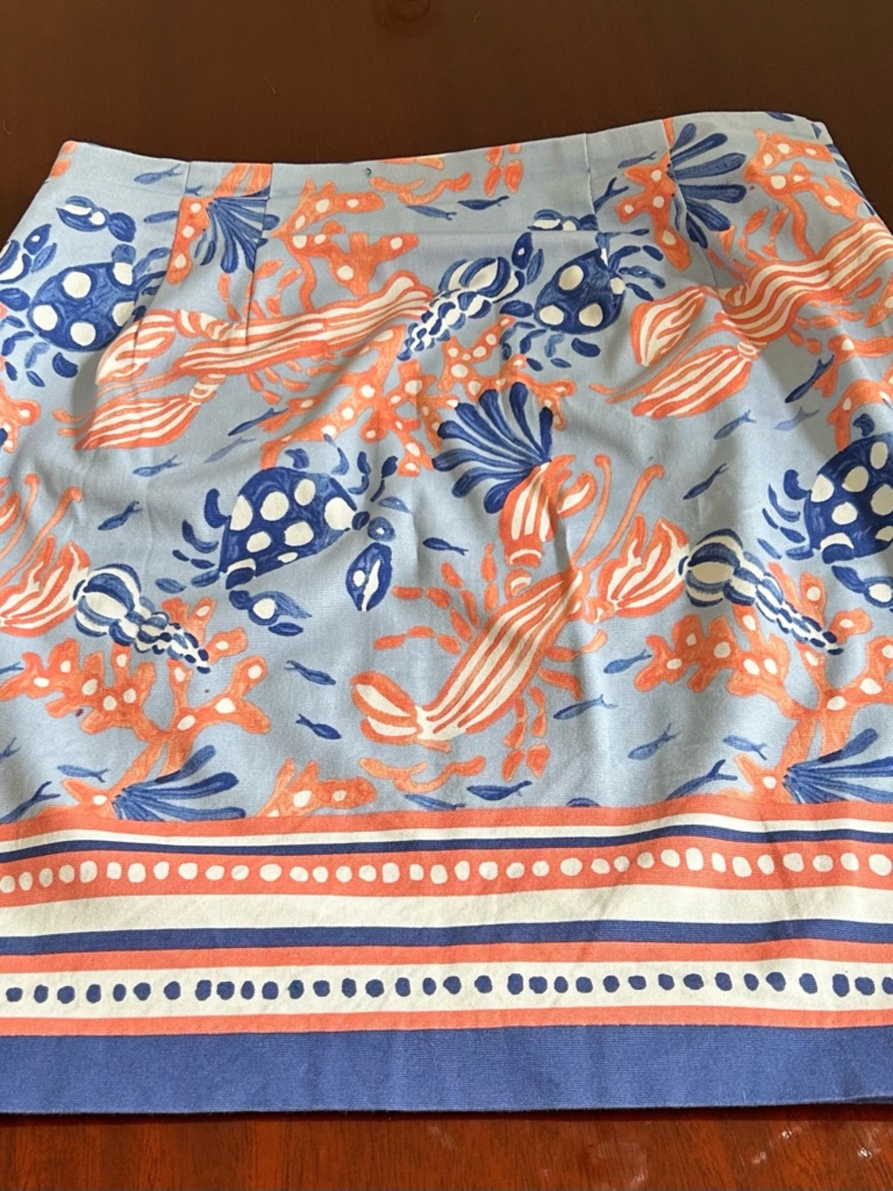 Talbots Pastel Blue and Peachy Floral Border A-Line Skirt 4P Lined skirt - Picture 3 of 7
